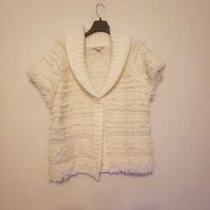 Sasso Smyth Women's Sweater Cardigan Vest X/XL White Round Collar V-neck Button